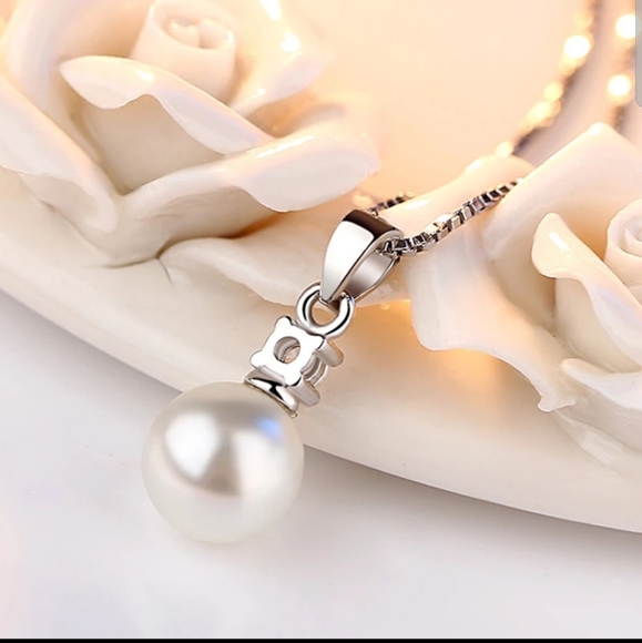 NEW 925 sterling silver Pearl necklace - Picture 5 of 7